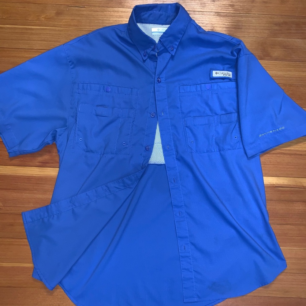 Blue Columbia PFG Sportsman Fishing Shirt